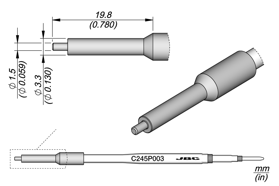C245P003 - Pin / Connector Cartridge Ø 1.5
